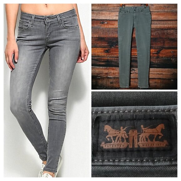 Levi's 535 Legging Jeans Size 11 Marbled Gray Denim Stretch - Picture 1 of 11